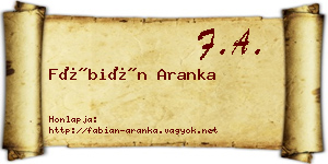 Fábián Aranka névjegykártya