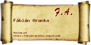 Fábián Aranka névjegykártya